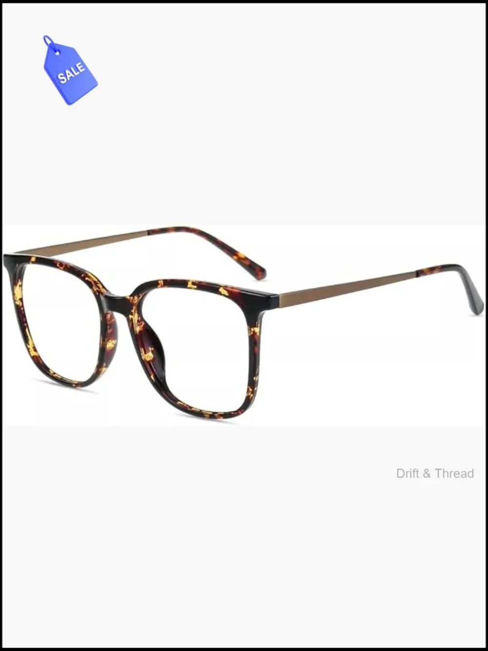 Oversized Square Blue Light Blocking Glasses TR90 Metal Frame UV400